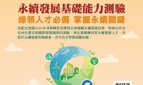 114年7月開辦「永續發展基礎能力測驗」電腦應試，自即日起受理網路報名