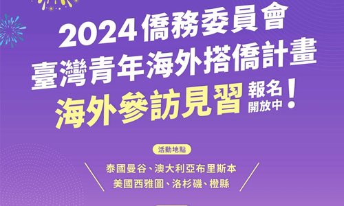 僑務委員會2024臺灣青年海外搭僑計畫 開放報名中