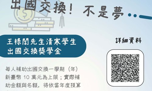 114學年第1學期王祿誾先生清寒學生出國交換獎學金，系辦收件截止日：114年10月17日中午12時